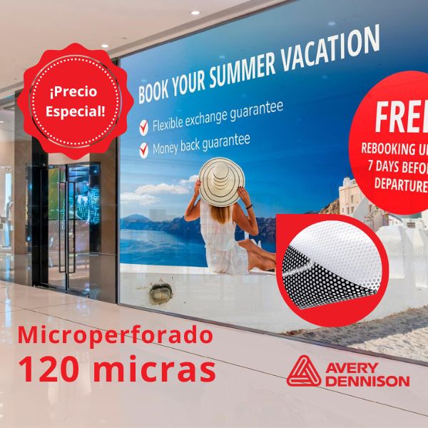 Vinilo Avery microperforado MPI3707 | Rollo 1.06 × 50 m | PVC