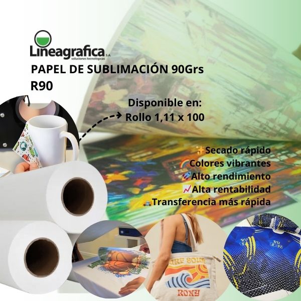 Papel de sublimación R90 90Grs Rollo 1,11 x 100